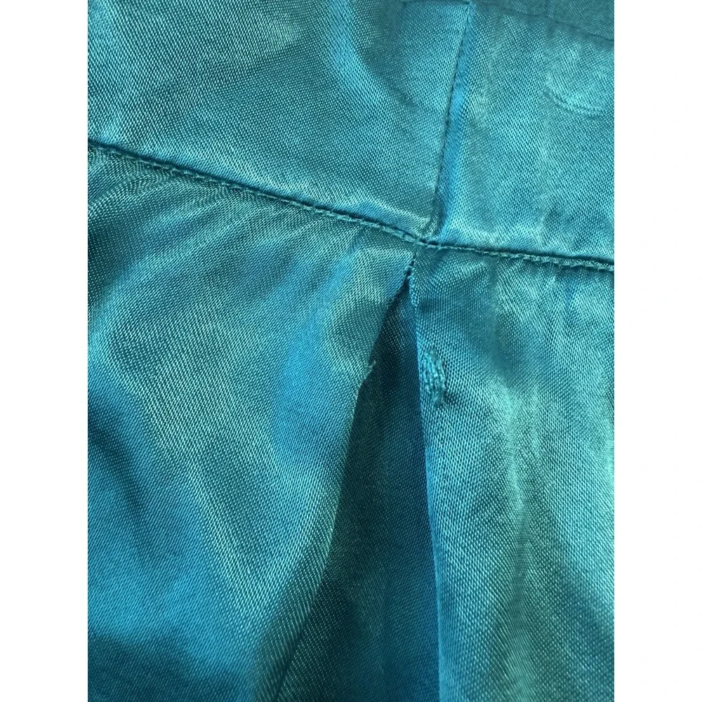 💚Free People Satin Palazzo Pants L Emerald Green Wide Leg High Rise Viscose